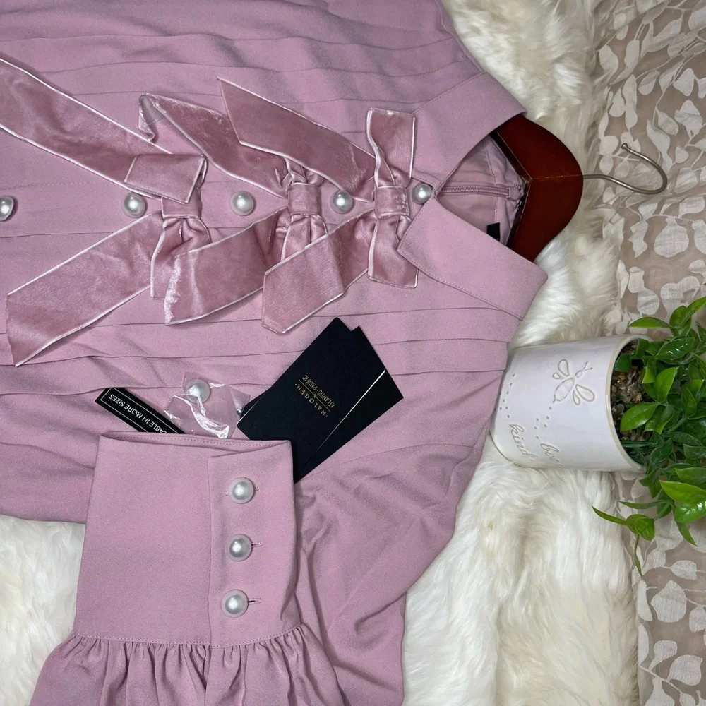 Halogen Pink Ruffle-Front Midi Dress - Picture 7 of 13
